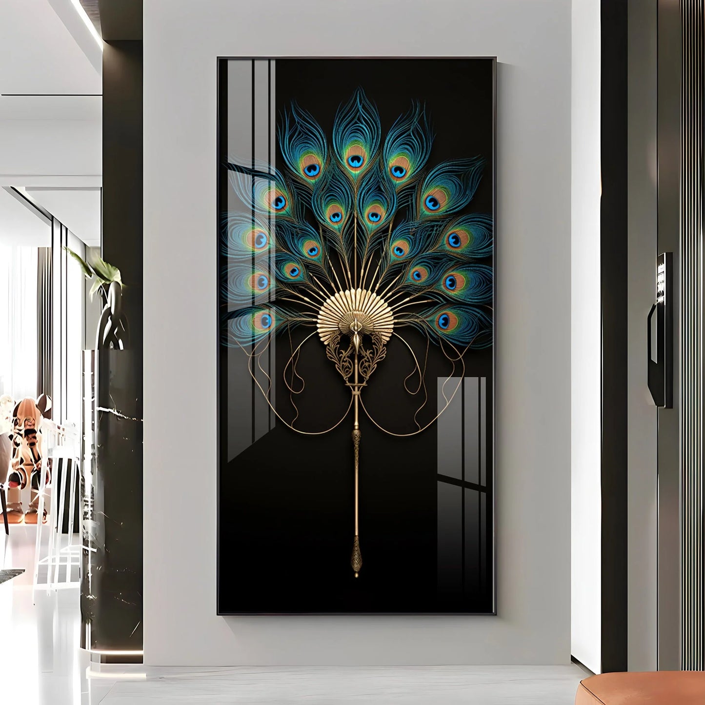 Regal Peacock Premium Acrylic Vertical Wall Art