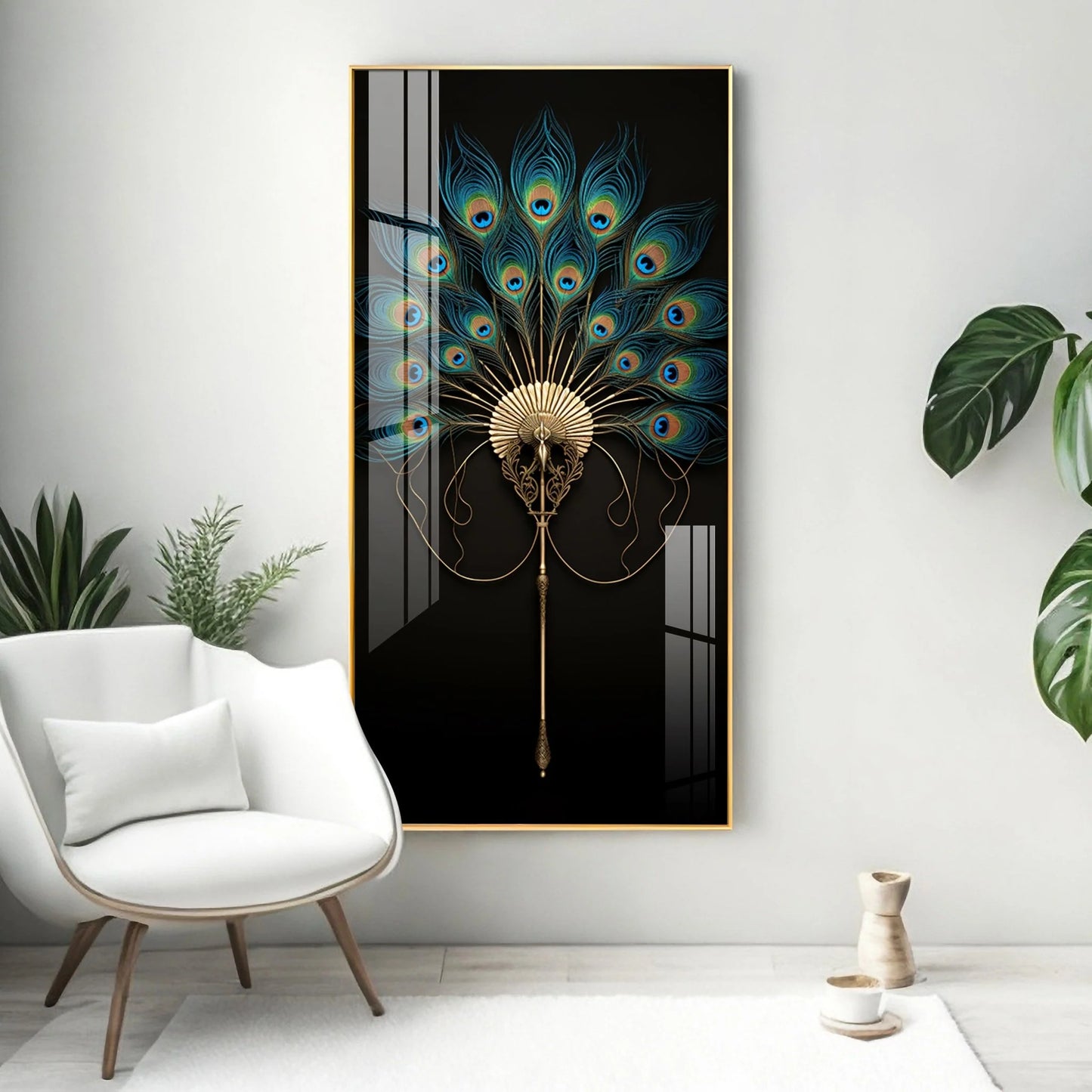Regal Peacock Premium Acrylic Vertical Wall Art