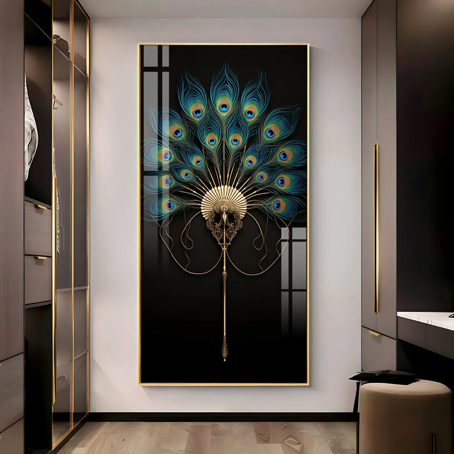 Regal Peacock Premium Acrylic Vertical Wall Art