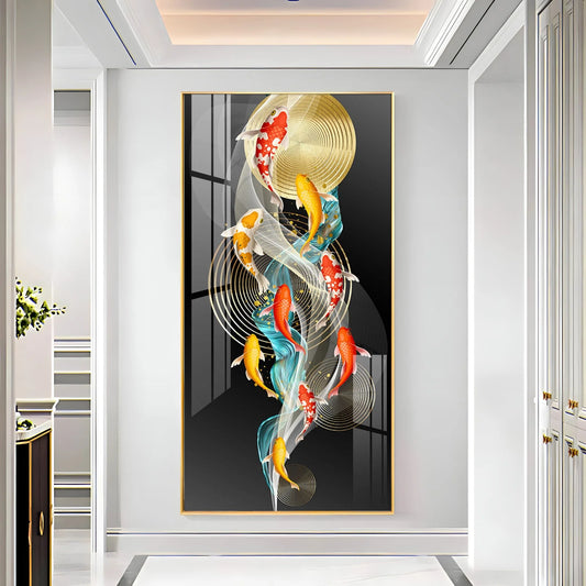 Rejoice Koi Fishes Luxury Crystal Wall Art