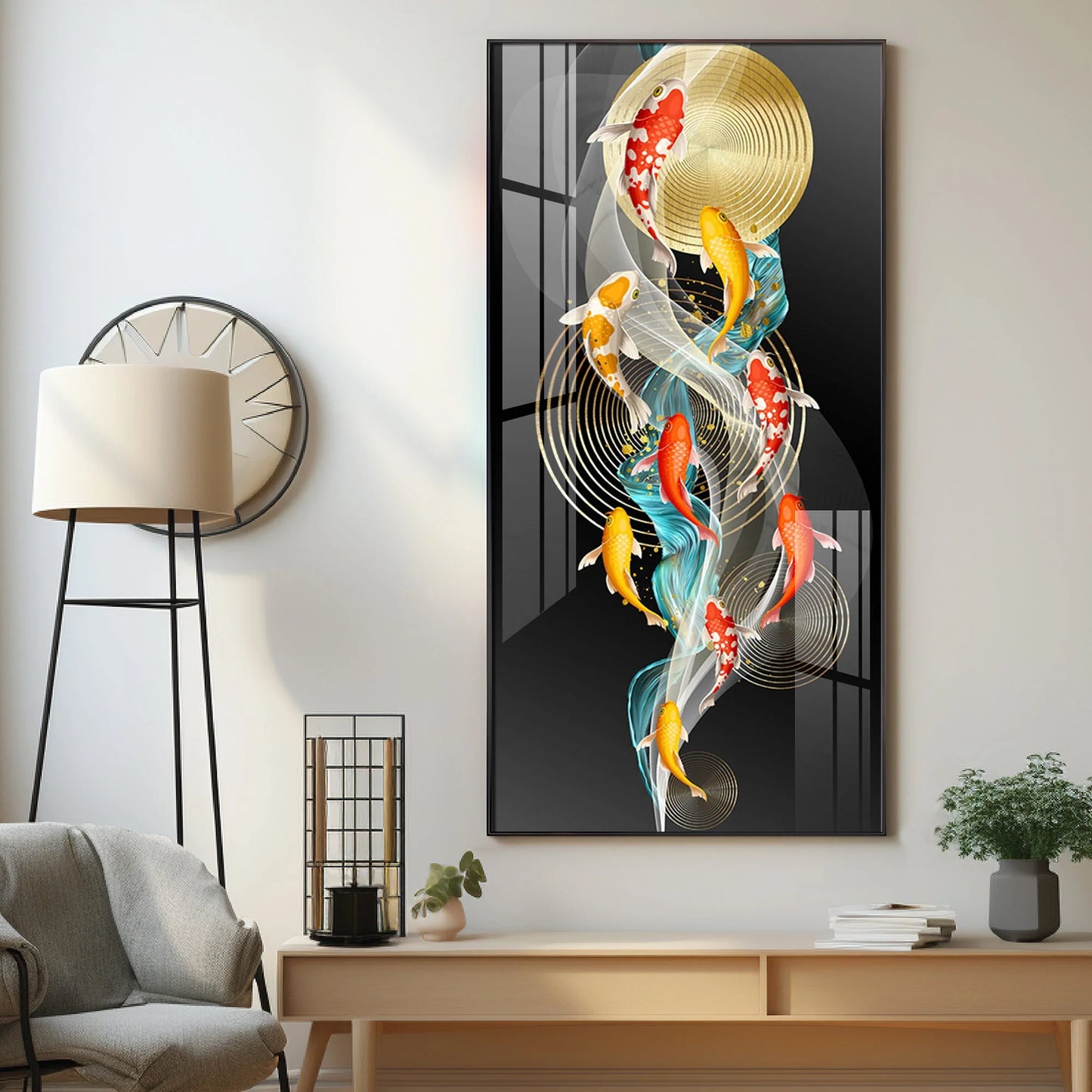 Rejoice Koi Fishes Luxury Crystal Wall Art
