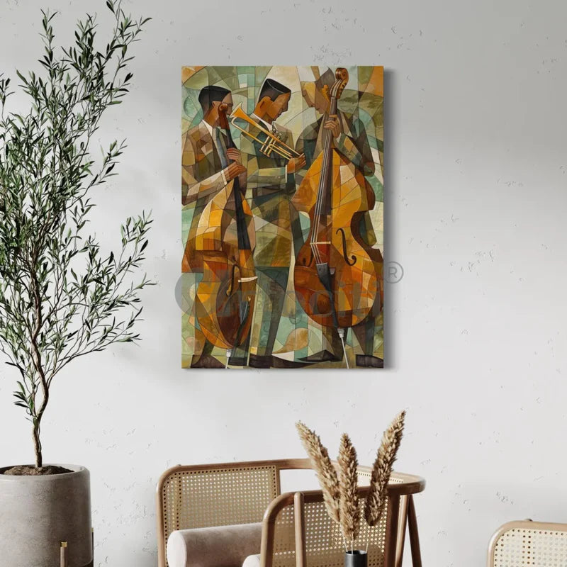 Retro Piano Jazz Art: Vibrant Modern Abstract Canvas Giclee Print