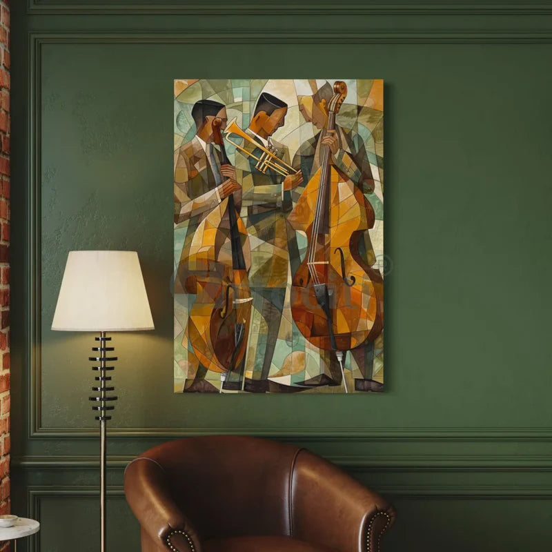 Retro Piano Jazz Art: Vibrant Modern Abstract Canvas Giclee Print