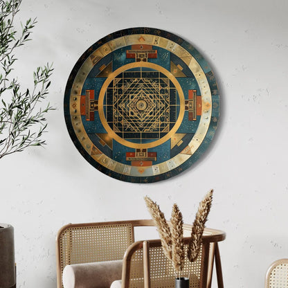 Round Shri Yantra Canvas Giclee Print: A Spiritual Masterpiece Round Canvas Wall Art
