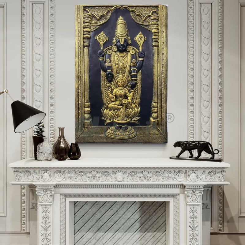 Tirupati Balaji with Goddess Lakshmi 3D Wall Art Relief Mural
