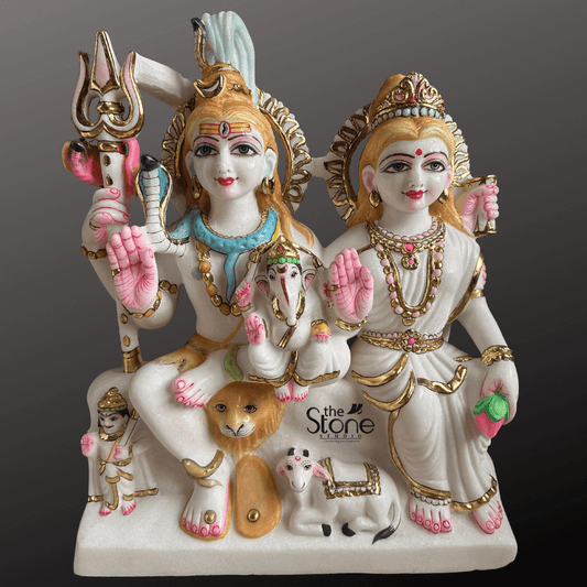 Shiv Parivar Marble Murti 18″