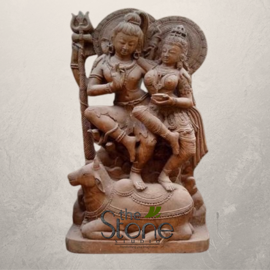 Shiv Parvati Statue in Sand Stone 3.5ft