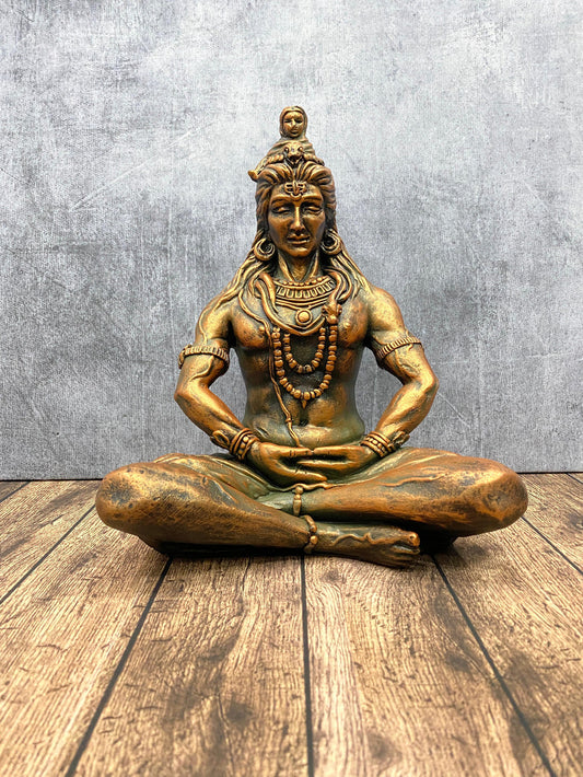 11.5X9 Inch Lord Shiva 3D Meditative Relief Sculpture Mural – Cultured Marble Finish
