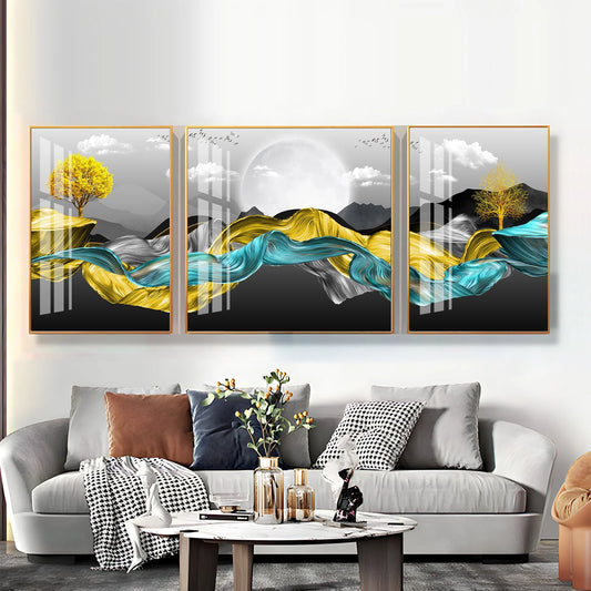 Silky Mountains Luxury Crystal Wall Art (Set of 3)