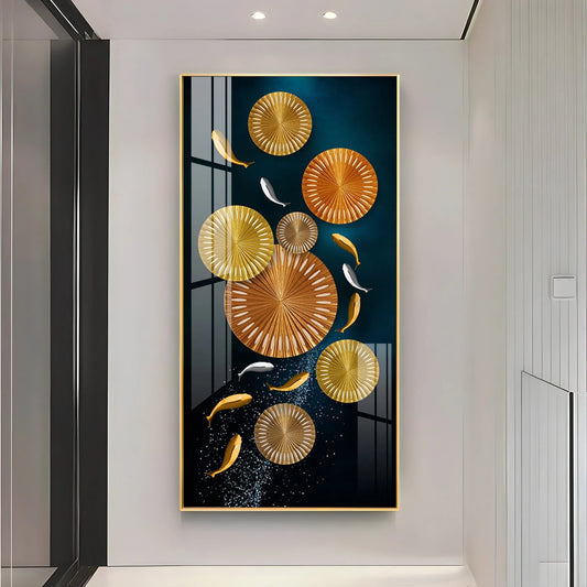 Silver & Golden Koi Fishes Luxury Crystal Wall Art