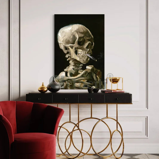 Skull of a Skeleton with Burning Cigarette by Vincent van Gogh Canvas Giclee Print