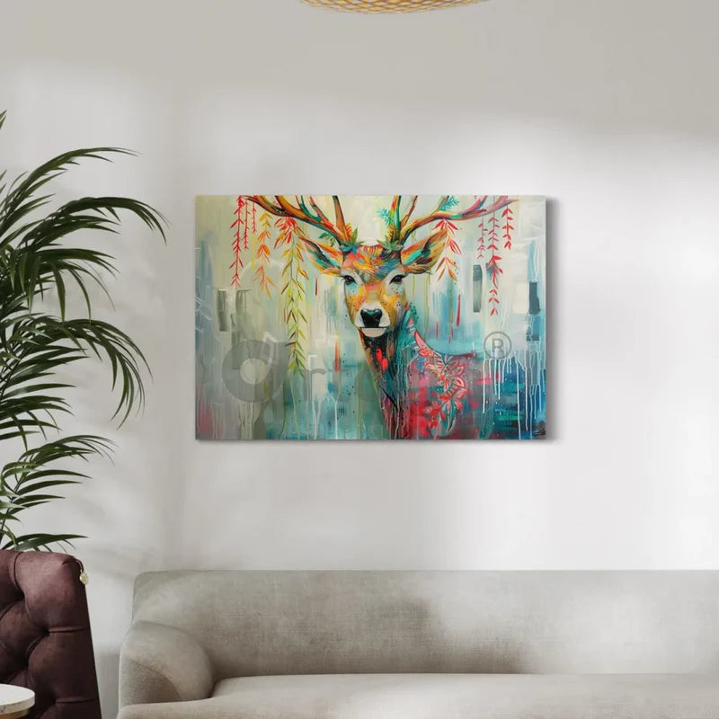Sleek Reindeer Modern Abstract Canvas Giclee Print