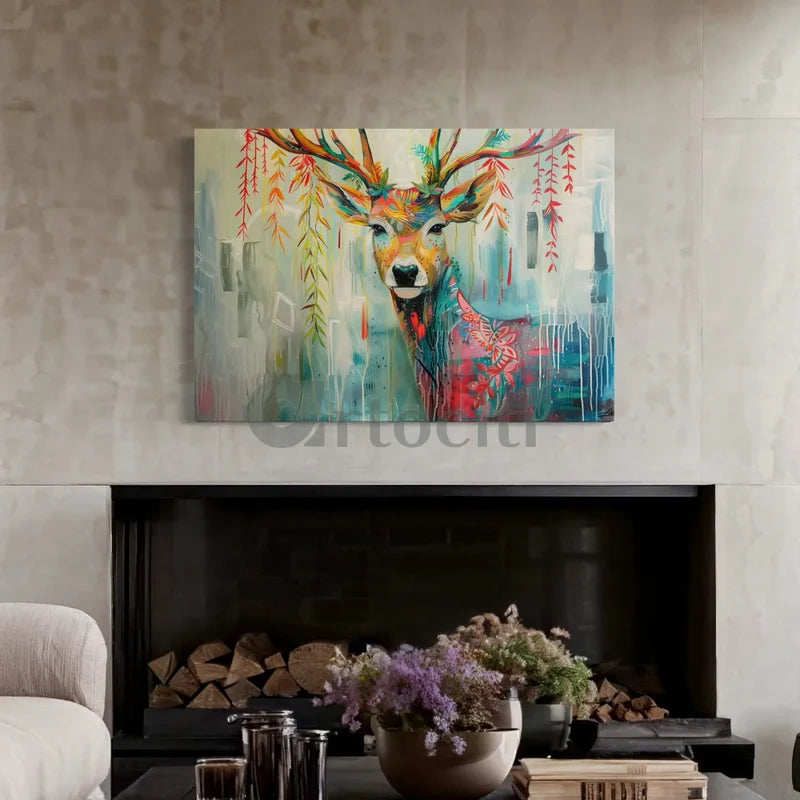 Sleek Reindeer Modern Abstract Canvas Giclee Print