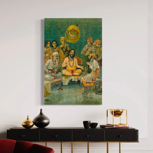 Shivaji Ramdas Bhet By Raja Ravi Varma Famous Canvas Painting