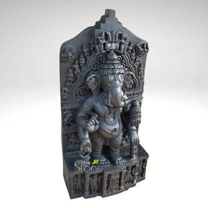 Standing Ganesha Black Stone Statue 30″