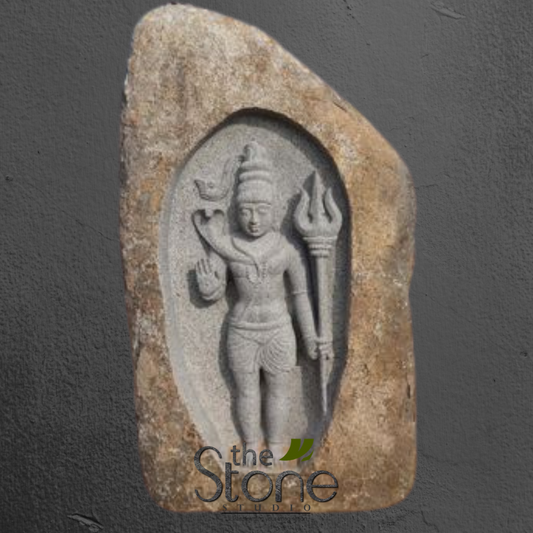 Shiva Sculpture Inscribed on Grey Stone 5ft