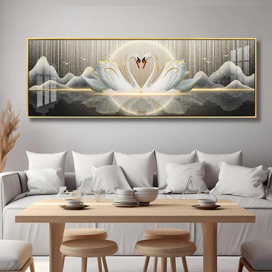 Swanscape Serenity Luxury Crystal Horizontal Wall Art