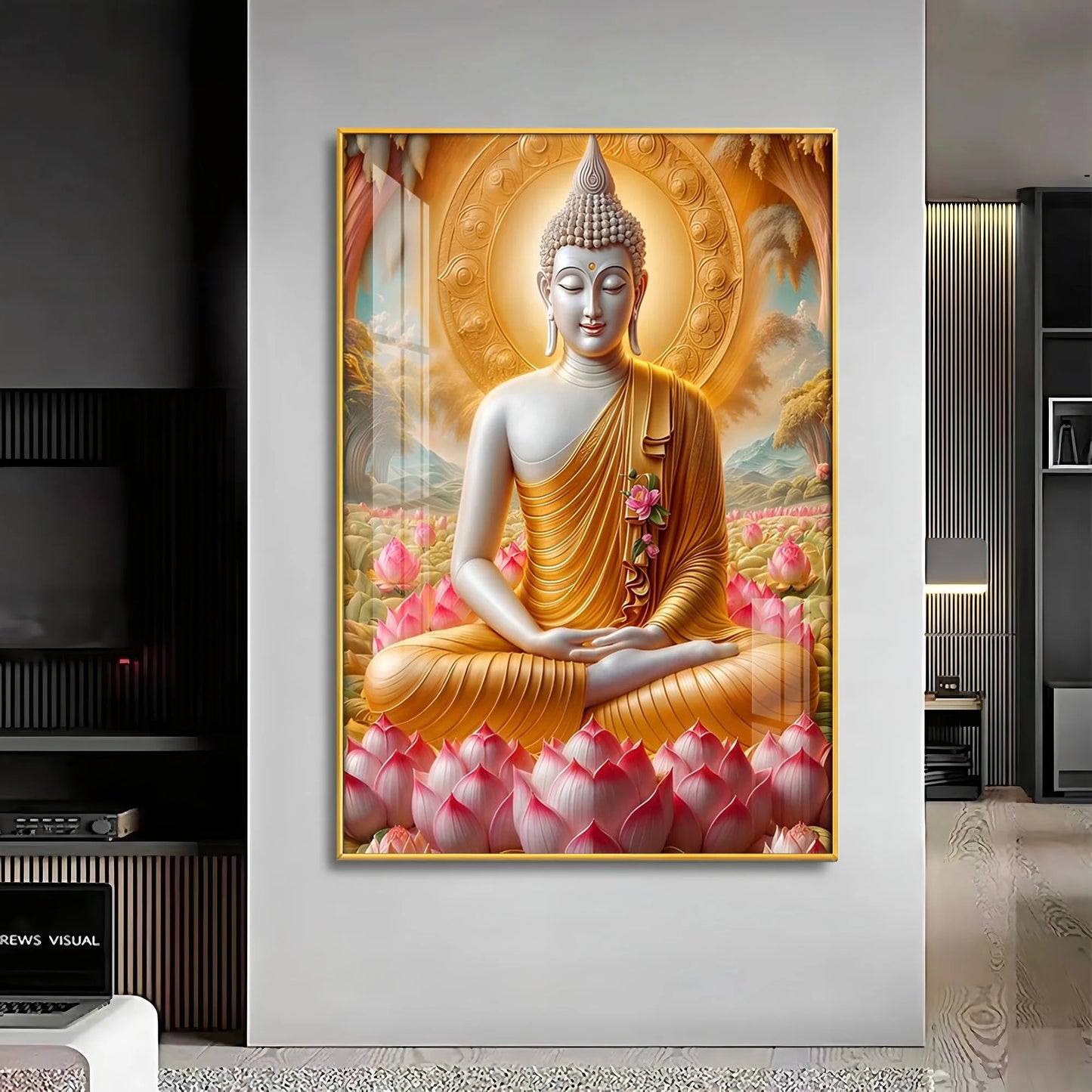 Tamatina Buddha Luxury Crystal Vertical Wall Art