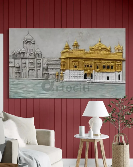 Large Size Golden Temple 3D Relief Mural Wall Art