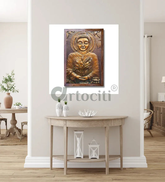 4X3 Feet Large size 3D Buddha with Chakra Relief Mural Wall Art