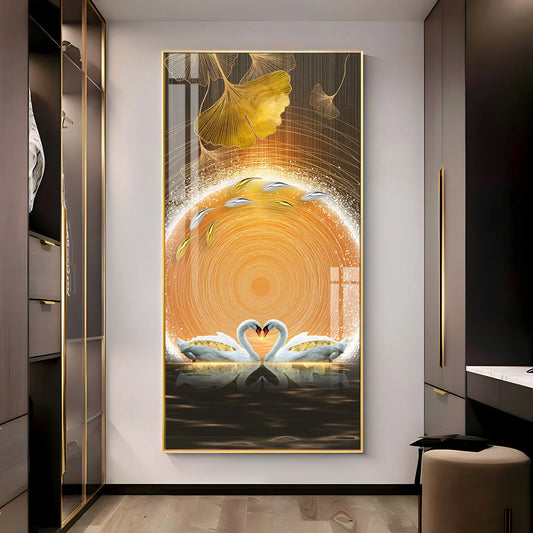 The Swan Portrait Luxury Crystal Vertical Wall Art