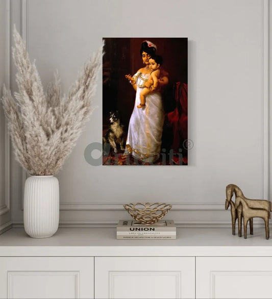There Comes Papa by Raja Ravi Varma Famous Canvas Painting