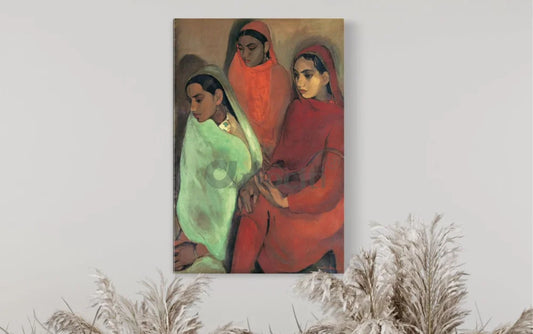 Three Girls Paintings by Amrita Shergil Canvas Giclee Print