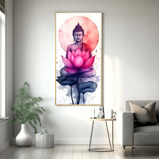 Tranquil Buddha With Lotus Premium Acrylic Wall Art