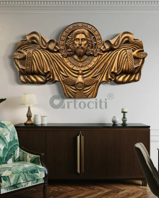 5X3 Feet Majestic Jesus Christ 3D Relief Mural Wall Art – Ready-to-Hang | Christian