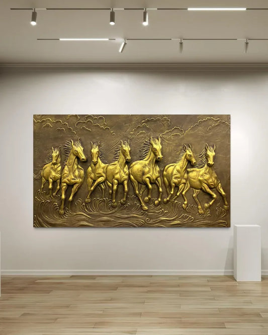 7X4 Feet Running Galloping Horses 3D Relief Mural Wall Art