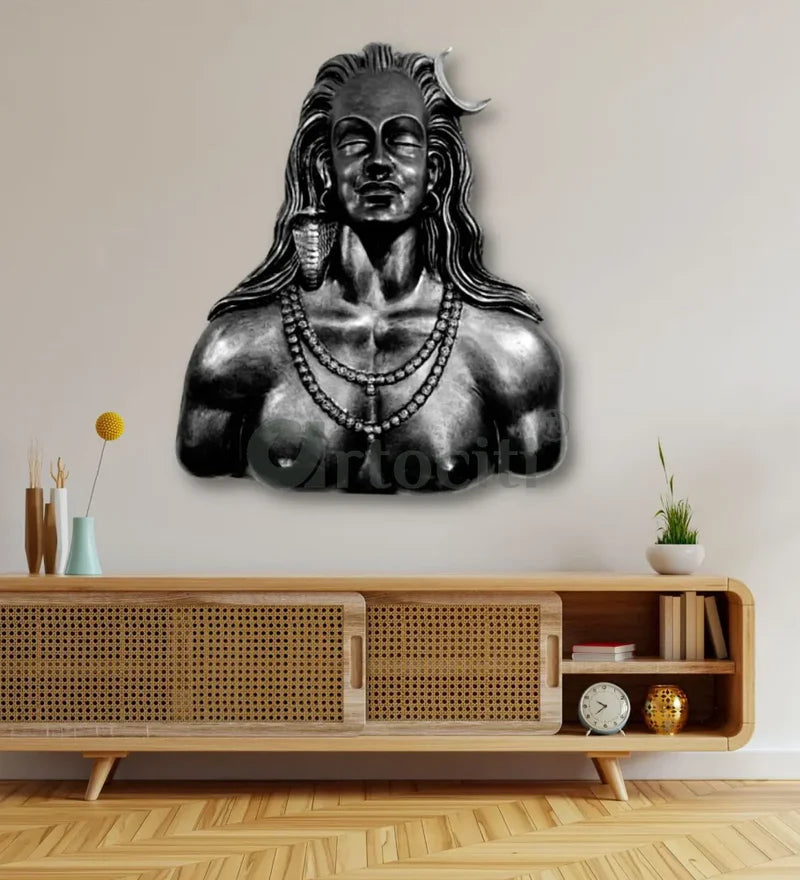 3 feet Adiyogi (Lord Shiva) 3D Relief Mural Wall Art