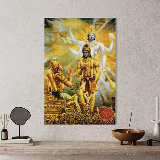 Lord Krishna’s Geeta Updesh To Arjun Indian Ethnic Art Canvas Giclee Print