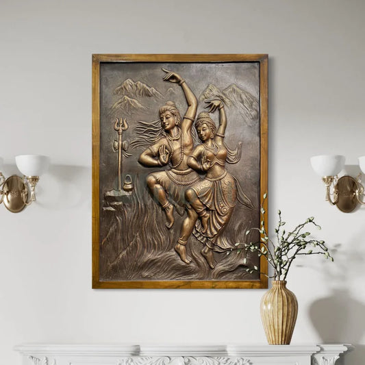 4x3 Feet Shiva Parvati 3D Relief Mural Wall Art