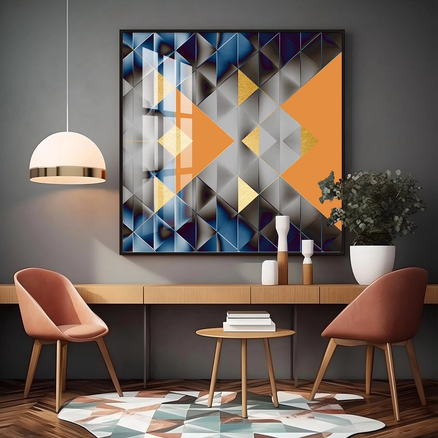 Watercolor Block Geometric Premium Acrylic Square Wall Art