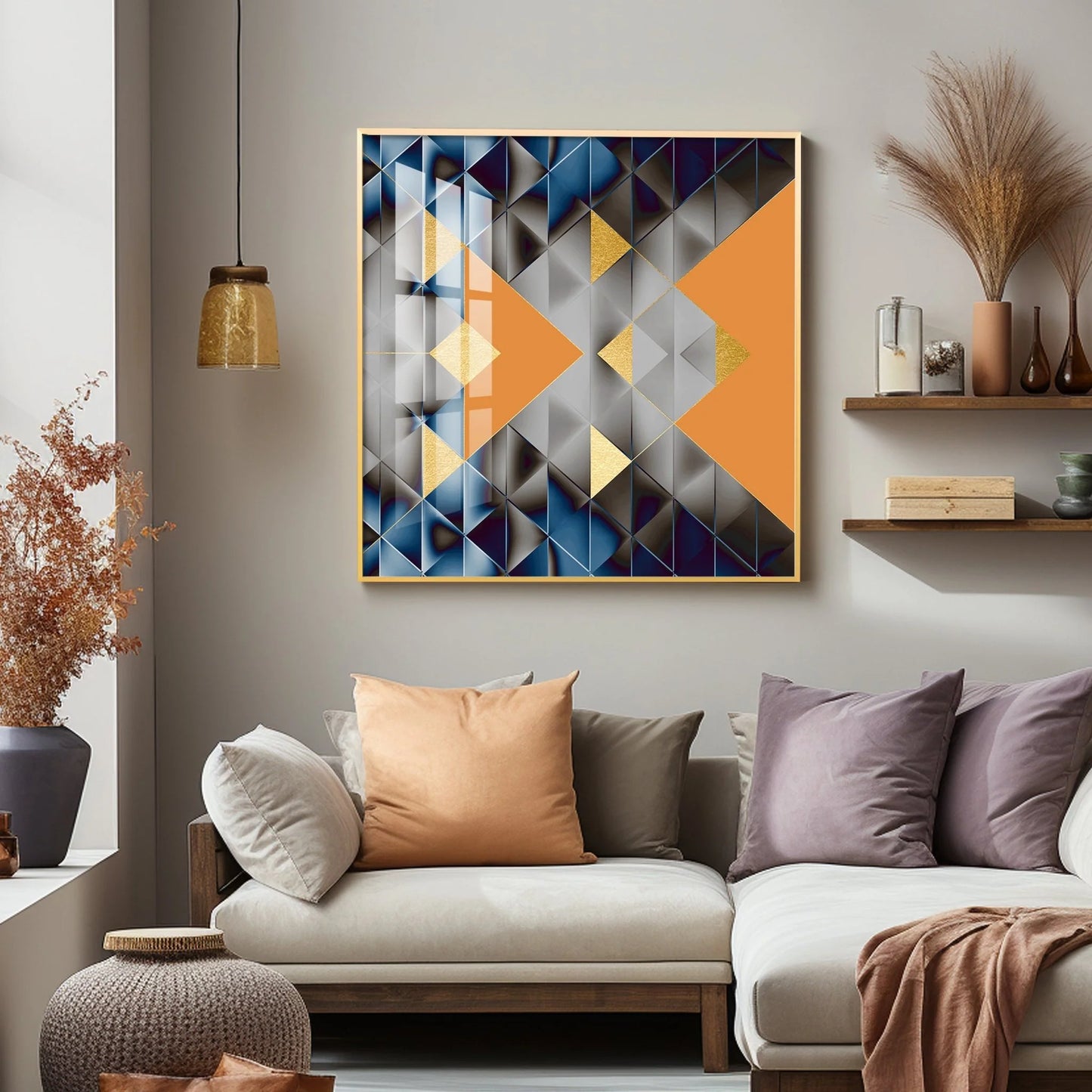 Watercolor Block Geometric Premium Acrylic Square Wall Art