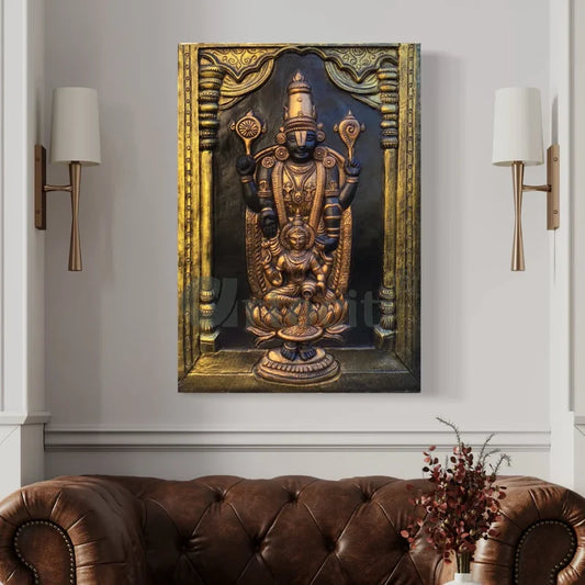 Tirupati Balaji with Goddess Lakshmi 3D Wall Art Relief Mural