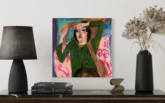 Woman in a Green Blouse Canvas Print by Ernst Ludwig Kirchner World Famous Painting