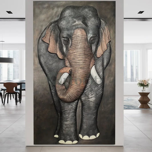 7x4 Feet Elephant 3D Relief Mural Wall Art
