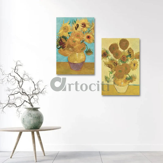 Yellow Sunflowers by Vincent Van Gogh in size 16X24 inches Set of 2 Canvas Painting