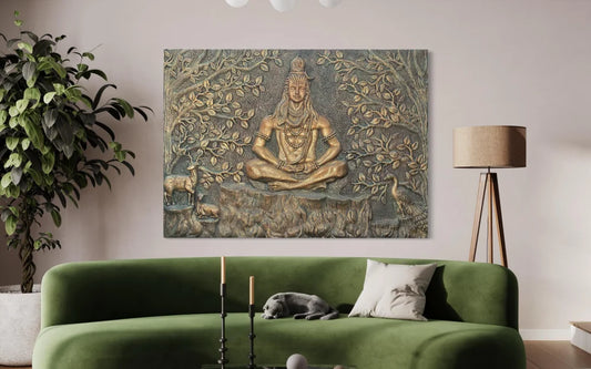 7x5 Feet Lord Shiva/Mahadev 3D Relief Mural Wall Art