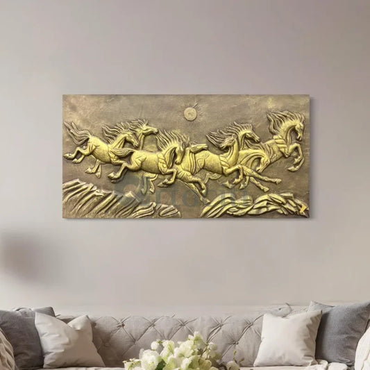 8 Horse 3D Relief Mural Wall Art