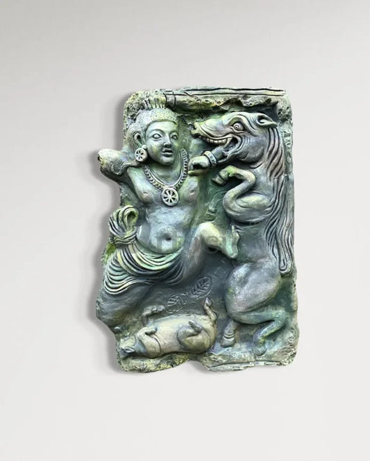 20X14 Inches Krishna Killing the Horse Demon Keshi Heritage Replicas 3d relief Mural wall art
